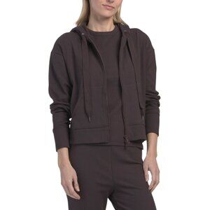 TEREZ mocha Ribbed Cropped Hoodie